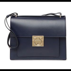 Salvatore Ferragamo navy “marisol” lock shoulder/crossbody bag